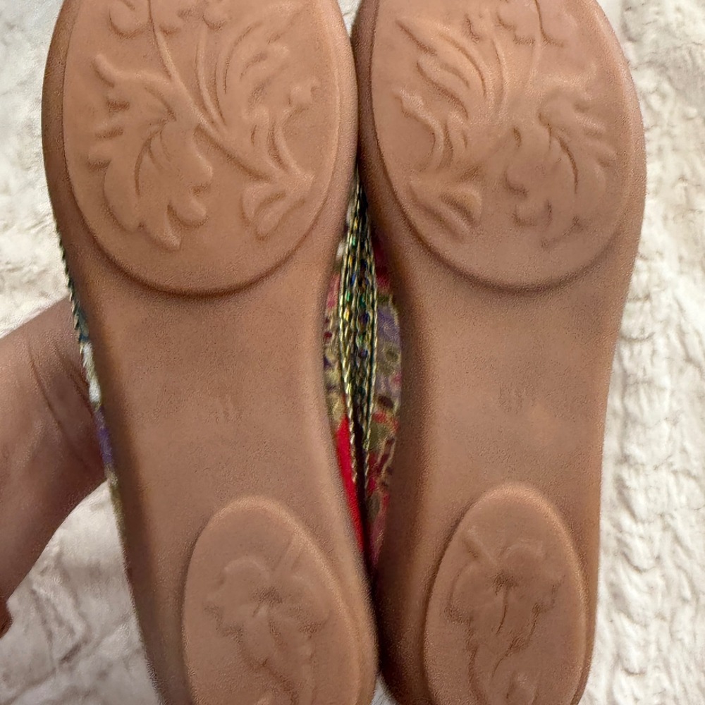 Womens 10 Floral India Inspired Beaded Cord Detail Slip On Comfort Ballet Flats - Picture 6 of 10